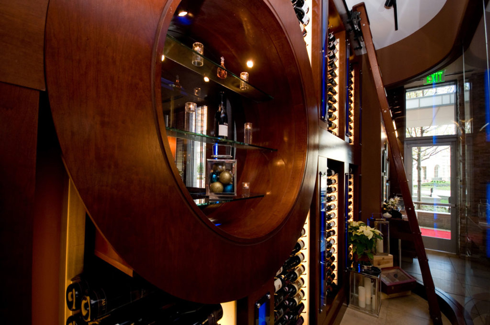 Ocean Prime Dallas custom-Wine-Rack with backlighting