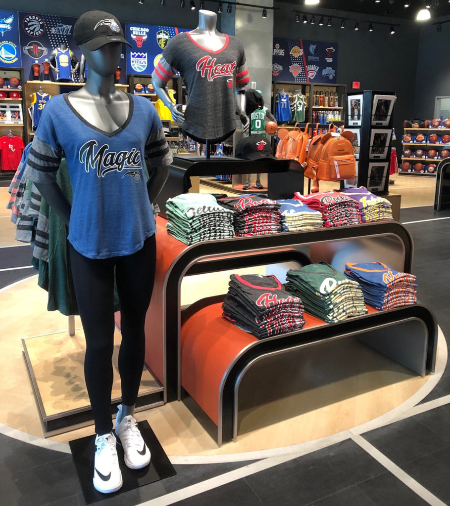 Disney NBA store custom sports retail clothing display shelving