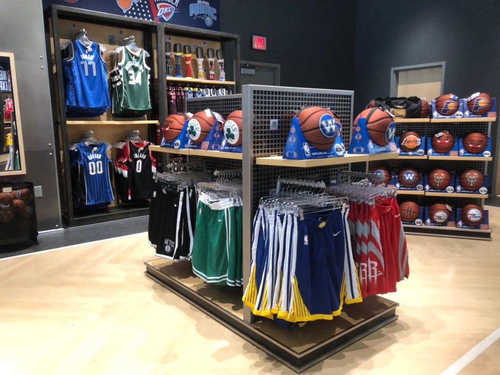 Disney NBA store custom sports retail clothing display shelving